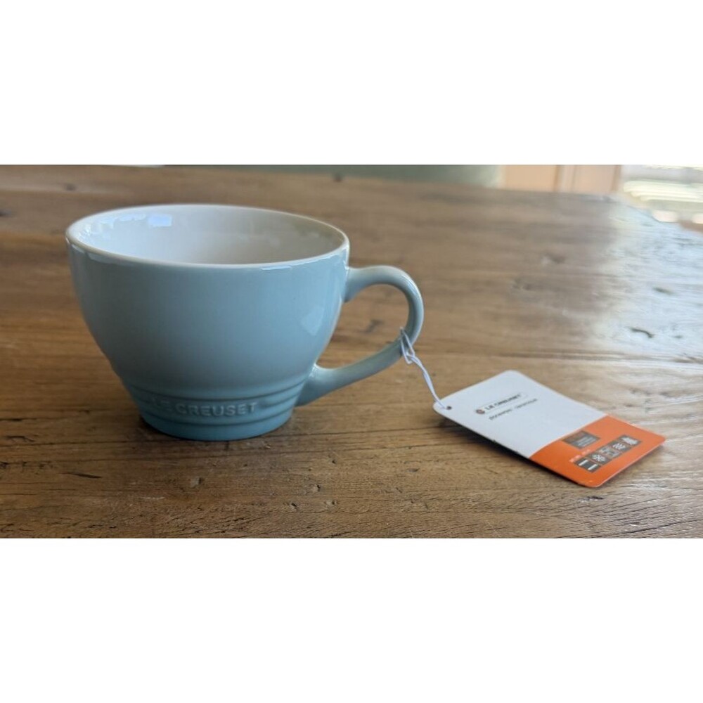 SALE Le Creuset Stoneware Giant Cappuccino Bistro Mug 14 oz Sage Green NEW